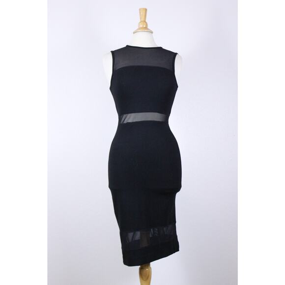 French Connection Lula Y2K style Black Panel Dress mesh sheer bodycon club XS 4 - Picture 4 of 7
